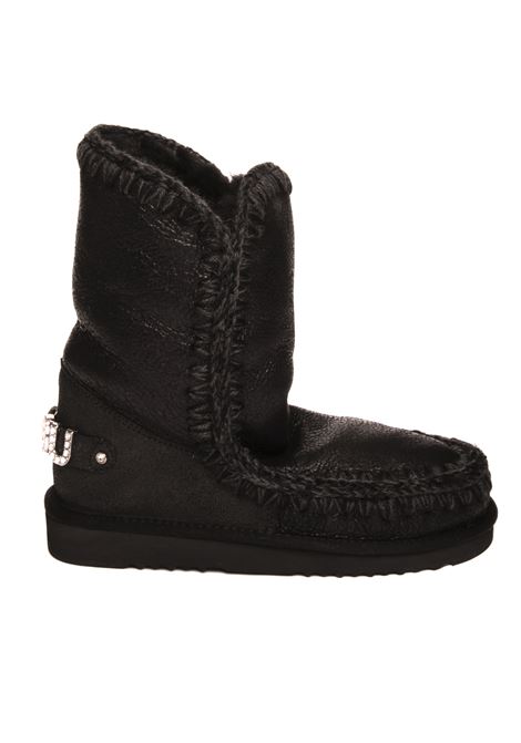 Black eskimo 24 lather boot MOU | ESKIMO24.RHINESTONES101037B-CBK